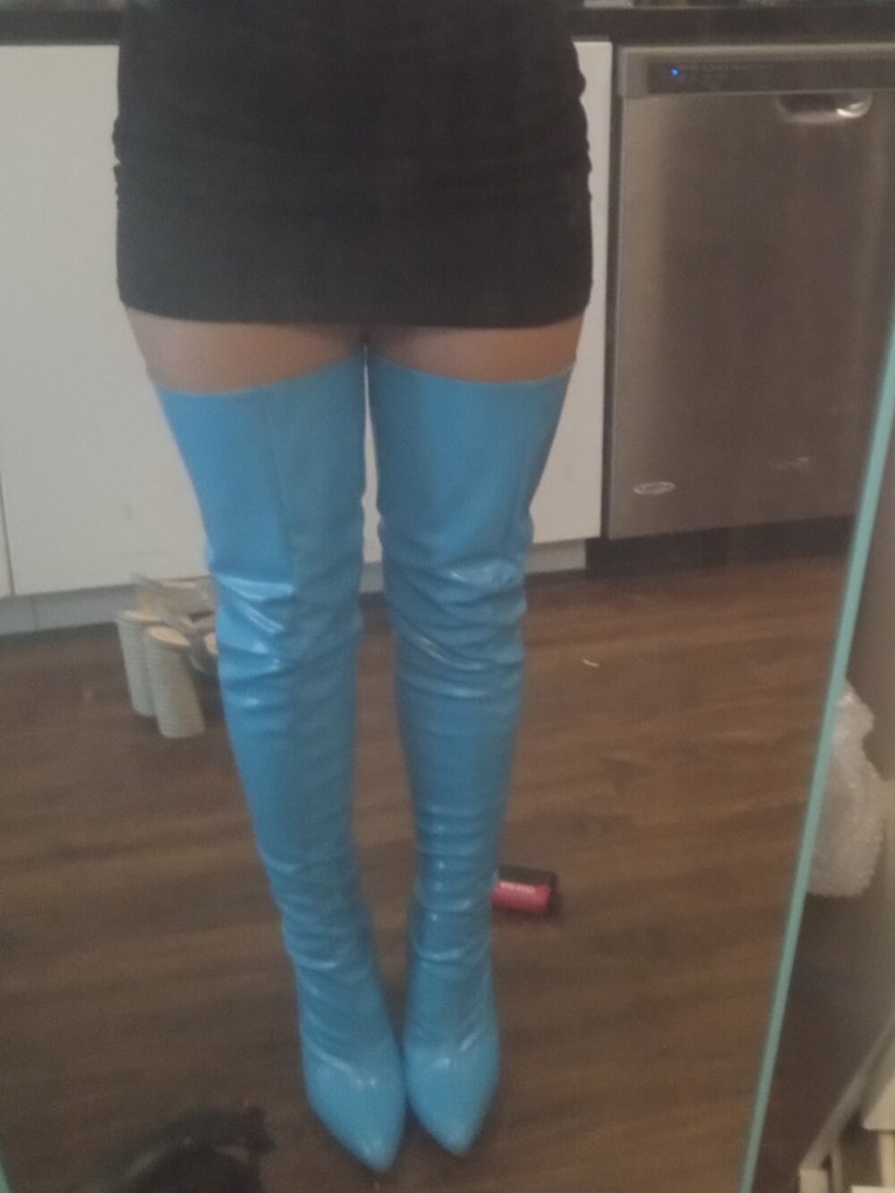 Brand new electric blue boots with heel